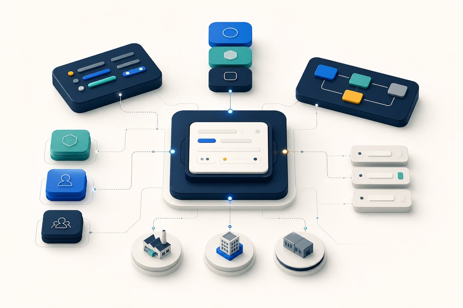 Configurable incident reporting forms, roles, sites, workflows, and modules arranged within one governed platform.